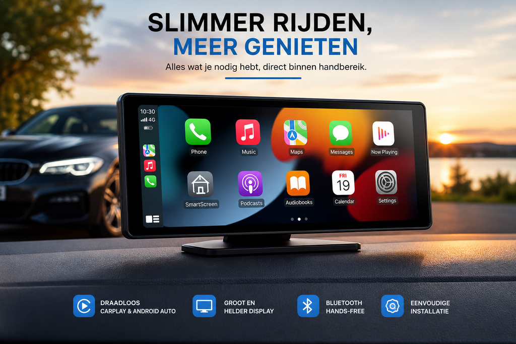 WAGENOVA SmartDrive Pro | Draadloos CarPlay & Android Auto Scherm