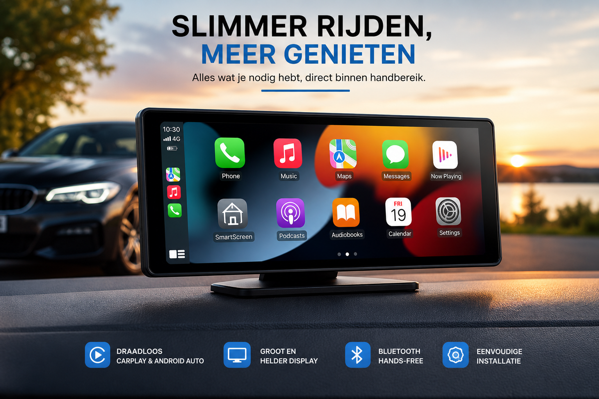WAGENOVA SmartDrive Pro | Draadloos CarPlay & Android Auto Scherm